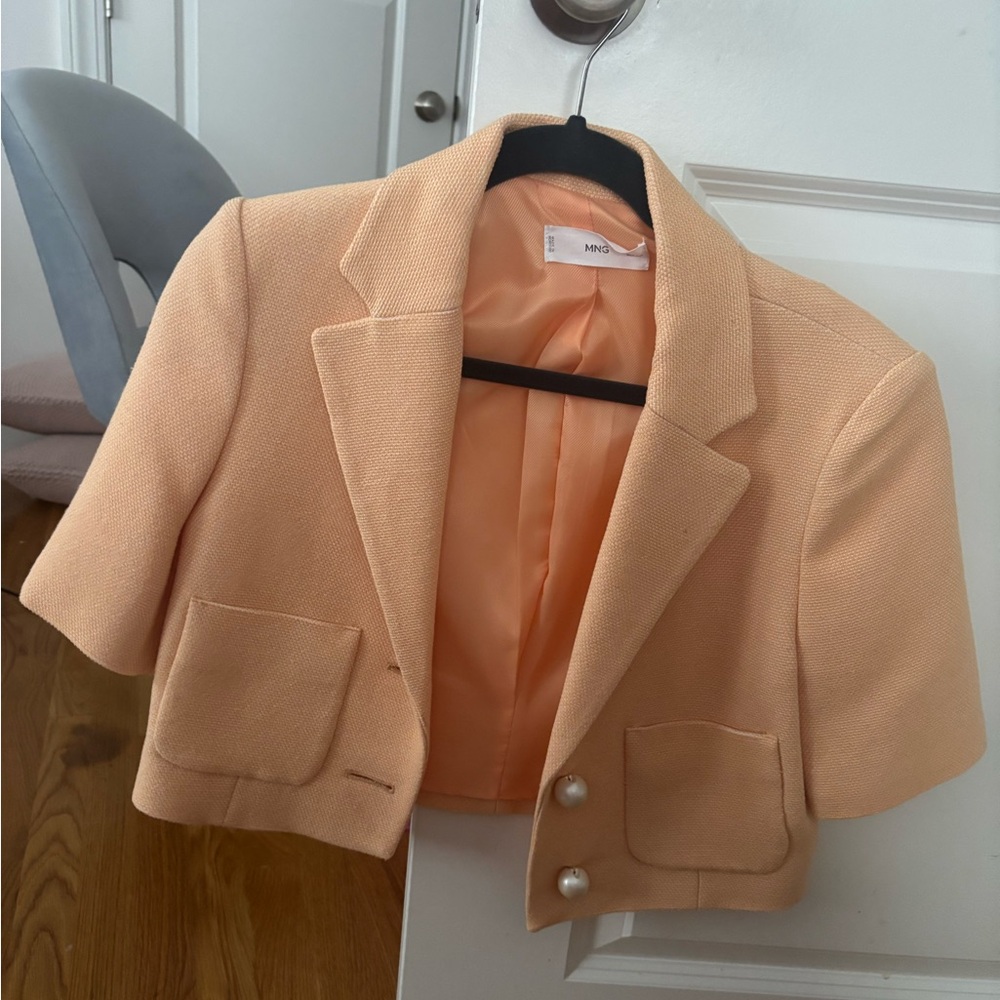 Mango cotton Peach Short Sleeve Blazer Small